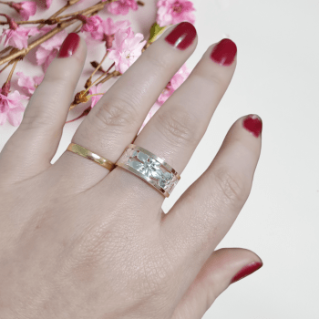 Anel Feminino Prata 925 com Ouro 10k - N19