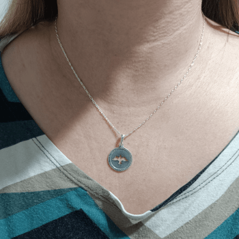 Colar feminino prata 925 envelhecida - Espírito Santo Col25/P85
