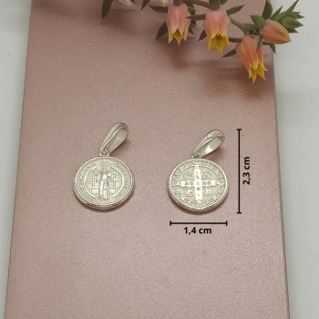 Colar feminino prata 925 - Medalha de São Bento COL23/P84