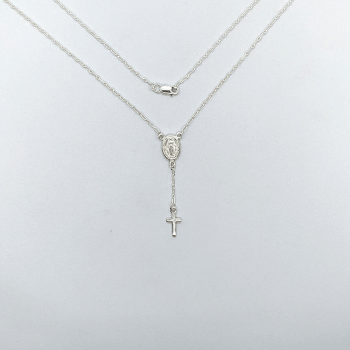 Colar prata 925 - Terço Nossa Senhora Das Graças Medalha Milagrosa COL01/P37/P35