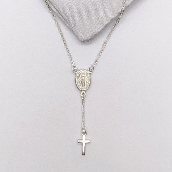 Colar prata 925 - Terço Nossa Senhora Das Graças Medalha Milagrosa COL01/P37/P35