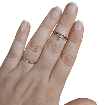 Anel Infantil ou Falange Prata 925 envelhecida com Ouro 10k - Coroa I06