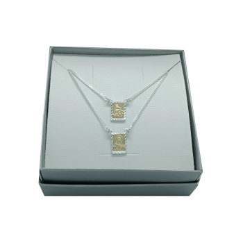 Escapulário Sagrado Coração de Jesus e Nossa Senhora do Carmo prata 925 + ouro 10k - (64 cm) - ESC03