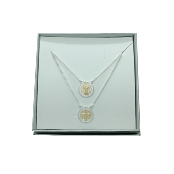 Escapulário São Bento prata 925 + ouro 10k - (64 cm) - ESC04