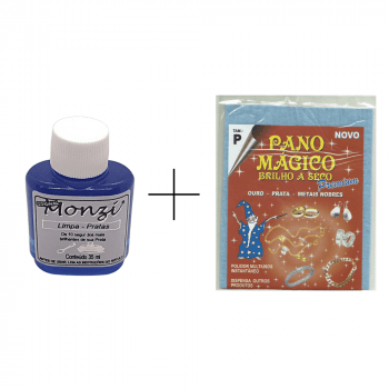 kit Monzi limpa pratas + flanela/pano mágico